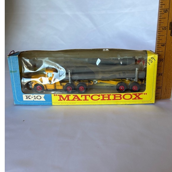 Vintage Matchbox King Size K-10 Pipe Truck Lesney Product Yellow Diecast In Box - Picture 8 of 8
